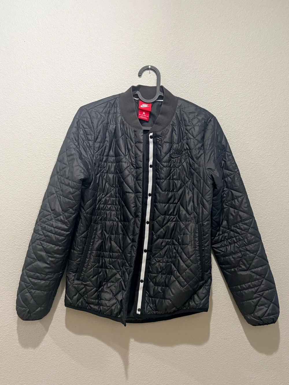 Nike Primaloft Black Quilted Snap Front Puffer Jacket Size XS